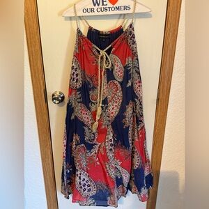 Lane Bryant Red and Blue Paisley Skirt
